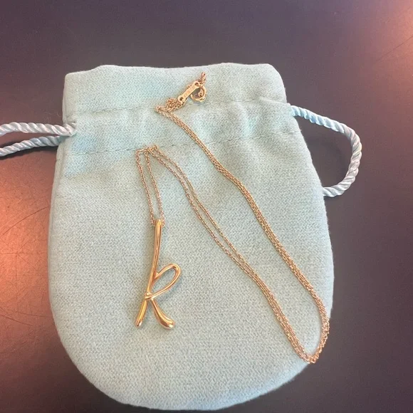 Tiffany & Co. Elsa Peretti Yellow Gold 'K' Necklace - Picture 1 of 7